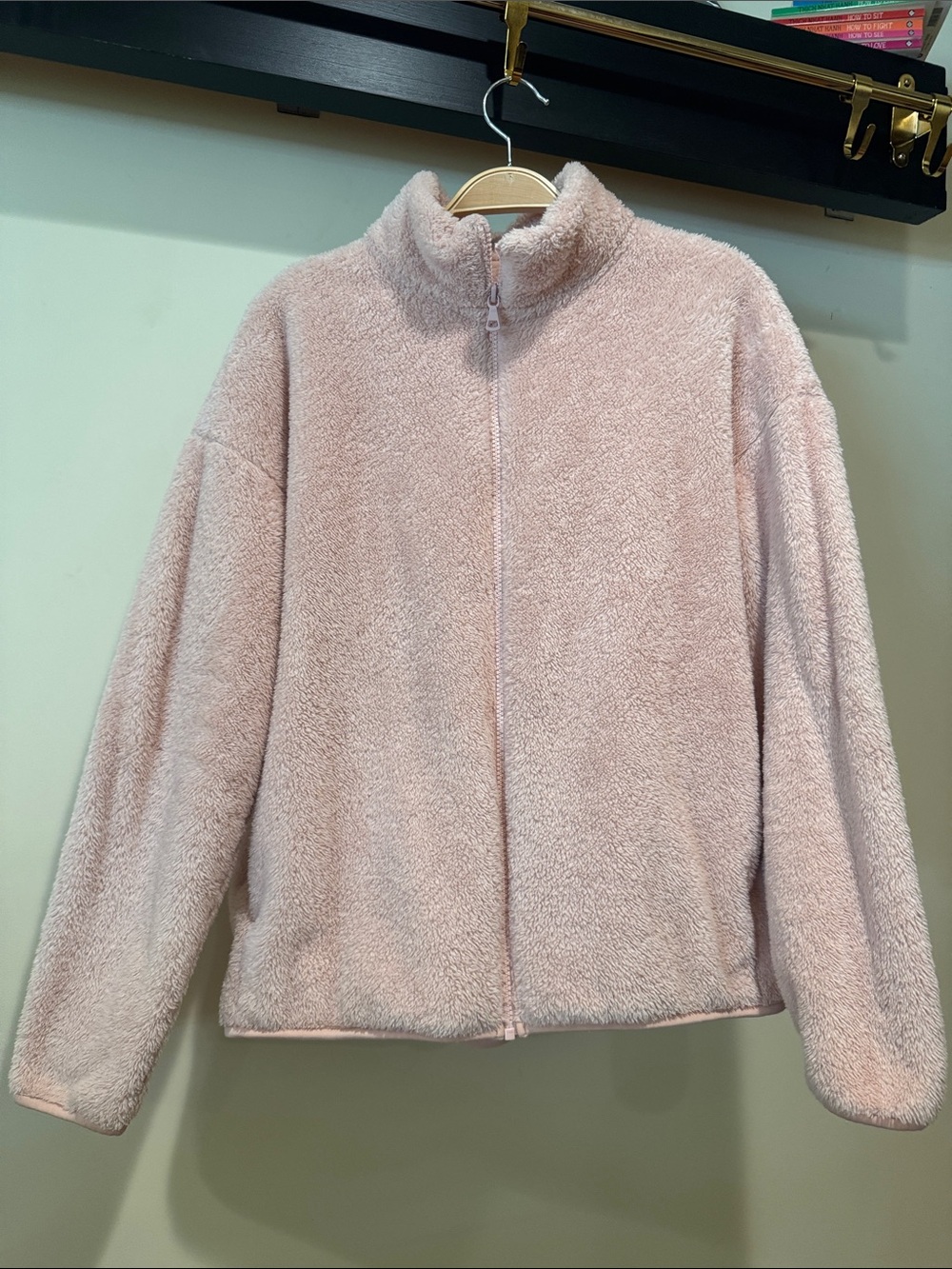 Uniqlo Plush Zip-Up Jacket - Light Pink
